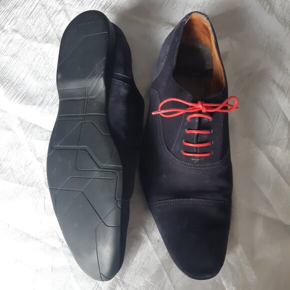 Paul Smith SZ 42 (9.5) Blue Suede Lace Up Low Top Almond Toe Derby - Picture 10 of 15